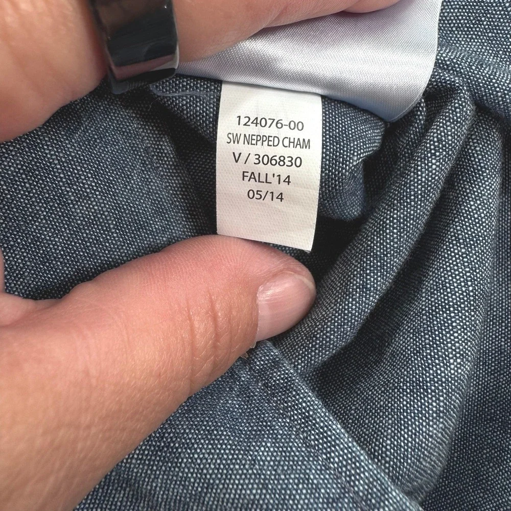 Banana Republic Button Down XL Nepped Chambray Cotton Regular Blue Fall 2014